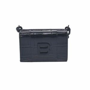 BALENCIAGA Chain Wallet Black Crocodile Tri fold